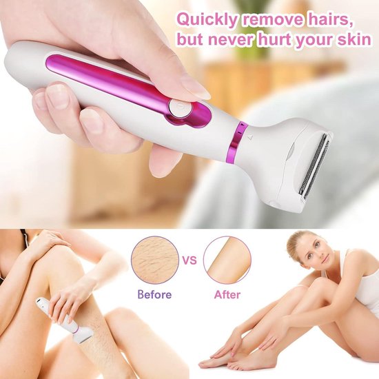 Rasoir électrique 4 En 1 Femme Visage Corps USB Rechargeable Blanc - Neuf