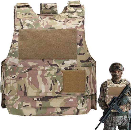Gilet Tactique Camouflage Vert – Équipement Militaire Airsoft Et Chasse – Adulte Taille Unique – Neuf