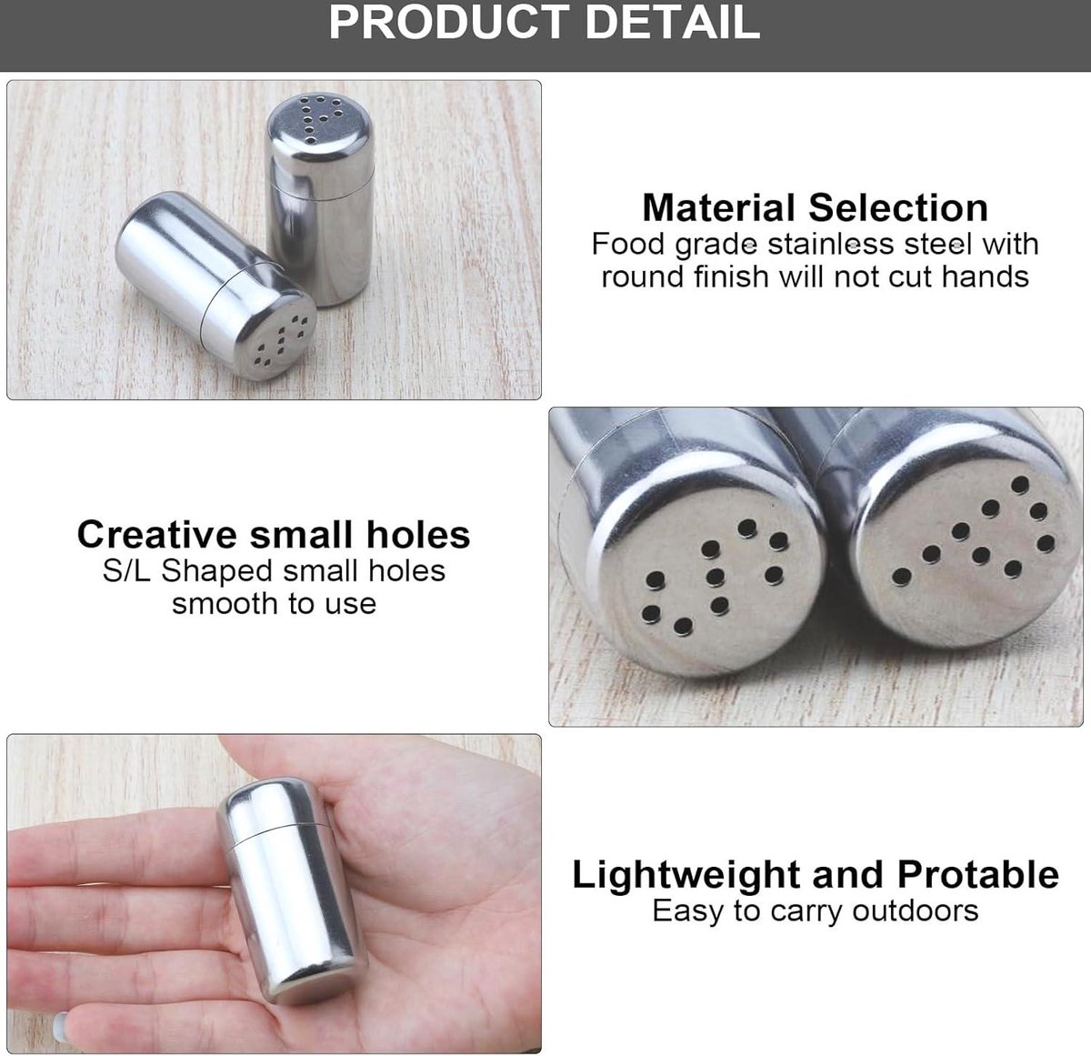 Elepl 6 Pcs Mini Shakers à Sel 5 ml Salieres et Poivrieres Acier