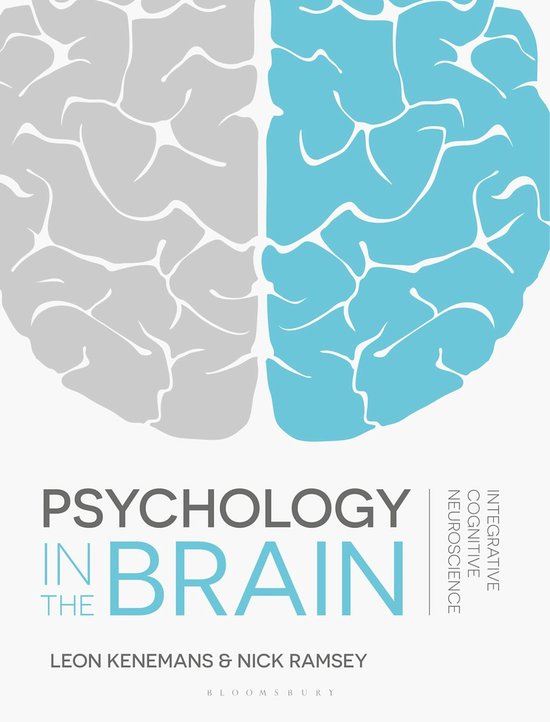 Boek 'Psychology In The Brain' met een grijze en blauwe weergave van een hersenen op de cover.