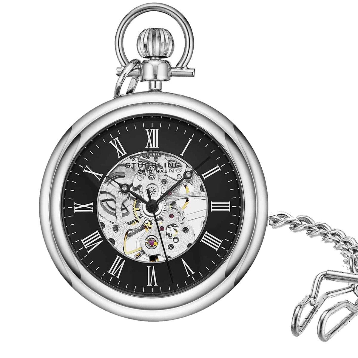 Stührling Vintage 6053 Handopwind 47mm Skelet Zakhorloge - Horloge Heren - Horloges voor Mannen - Roestvrijstalen Behuizing - 30-uur Gangreserve