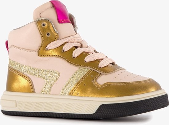 Foto: Groot hoge leren meisjes sneaker roze goud maat 27 uitneembare zool