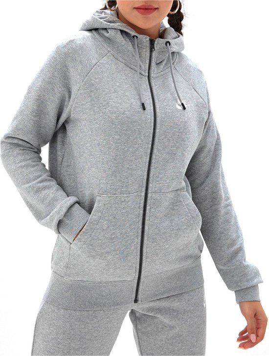 Nike Sportswear Essential Hoodie Full Zip Flock Jas Dames - Maat XS