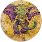 Olifant wandcirkel - Dieren wandschaal - Muurcirkels Verfspatten - Muurdecoratie modern - Schilderij - Woondecoratie muurcirkel forex 50x50 cm