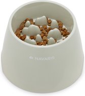 Navaris verhoogde anti schrokbak hond - Melamine slowfeeder voor honden en katten - Verhoogde voerbak kat - Hondenvoerbak voor natvoer of droogvoer