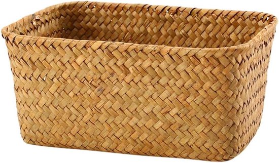 Rotanmand, opbergmand van zeegras, opbergmand van zeegras, wit, rechthoekige opbergmand met deksel, rotan mand, opbergmand voor het opbergen van speelgoed (M, witte was Rotanmand, opbergmand van zeegras, opbergmand van zeegras, wit, rechthoekige opbergmand met deksel, rotan mand, opbergmand voor het opbergen van speelgoed (M, witte was