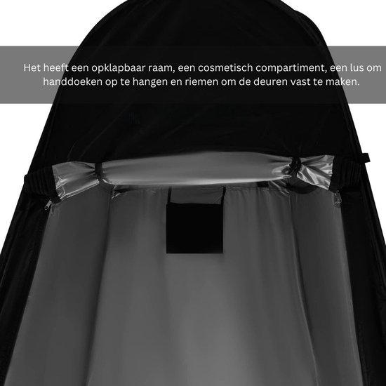 Douchetent - Camping Douche Tent - Omkleedtent Met Ritsbare Sluiting - Toilettent - WC Tent Inclusief Opbergzak - Omkleedscherm - Pop Up Tent Waterdicht - Voor Camperen, Strand En Reizen - Gooi Tent - Zwart van Merkloos — afbeelding 3