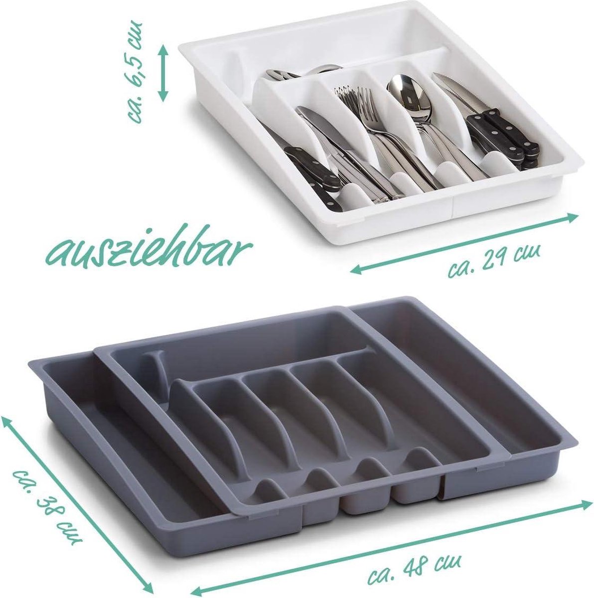 Bestekbak Uittrekbaar Kunststof Wit 28 x 38 x 6.5 cm Zeller 24884 online kopen