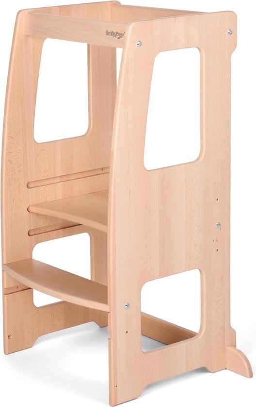 COSYLAND Montessori Leertoren van Hout – Voor Kinderen vanaf 18 Maanden – Verstelbare Hoogte in 2 Niveaus – Met Veilige Leuningen – Stabiel en Eenvoudig te Monteren – Naturel, Schijfvorm COSYLAND Montessori Leertoren van Hout – Voor Kinderen vanaf 18 Maanden – Verstelbare Hoogte in 2 Niveaus – Met Veilige Leuningen – Stabiel en Eenvoudig te Monteren – Naturel, Schijfvorm
