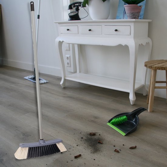 Brumag zachte bezem voor binnen - bezemkop donkergrijs - breedte 35 cm - steel 130 cm - voor alle vloeren - zachte haren - kunststof — afbeelding 3