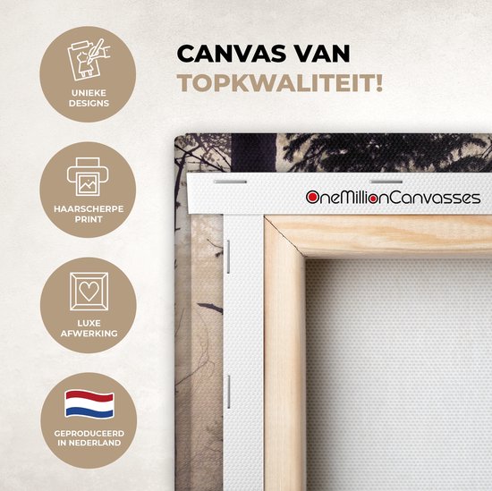 Tableau sur toile Brume - Décoration d'automne - Nature - Forêt - 20x30 cm - Décoration murale