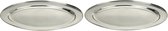 2x plat de service / plat de barbecue en acier inoxydable 35 cm - plats de barbecue / plats de viande / plats de service