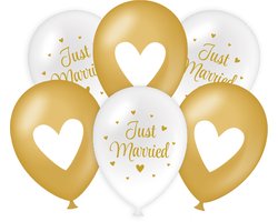Huwelijk Ballonnen Just Married Goud-Wit