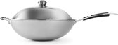 Bol.com Hendi Wokpan - 3-laags materiaal - roestvast staal - Ø 360 mm - met deksel en softgrip steel aanbieding
