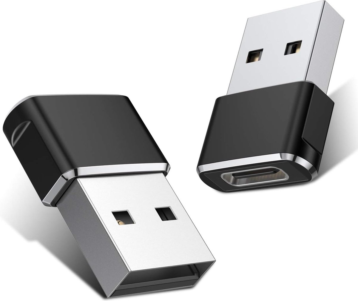 Vues Set van 2 USB-A naar USB-C 3.1 Adapter - 2 stuks - Converter - USB A to USB C HUB - Zwart