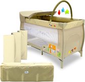 Bol.com Reisbed 120 x 60 Mix Plus voor baby's - 3-in-1 babybed loopstal en aankleedonderlegger - opvouwbaar - verstelbare hoogte... aanbieding