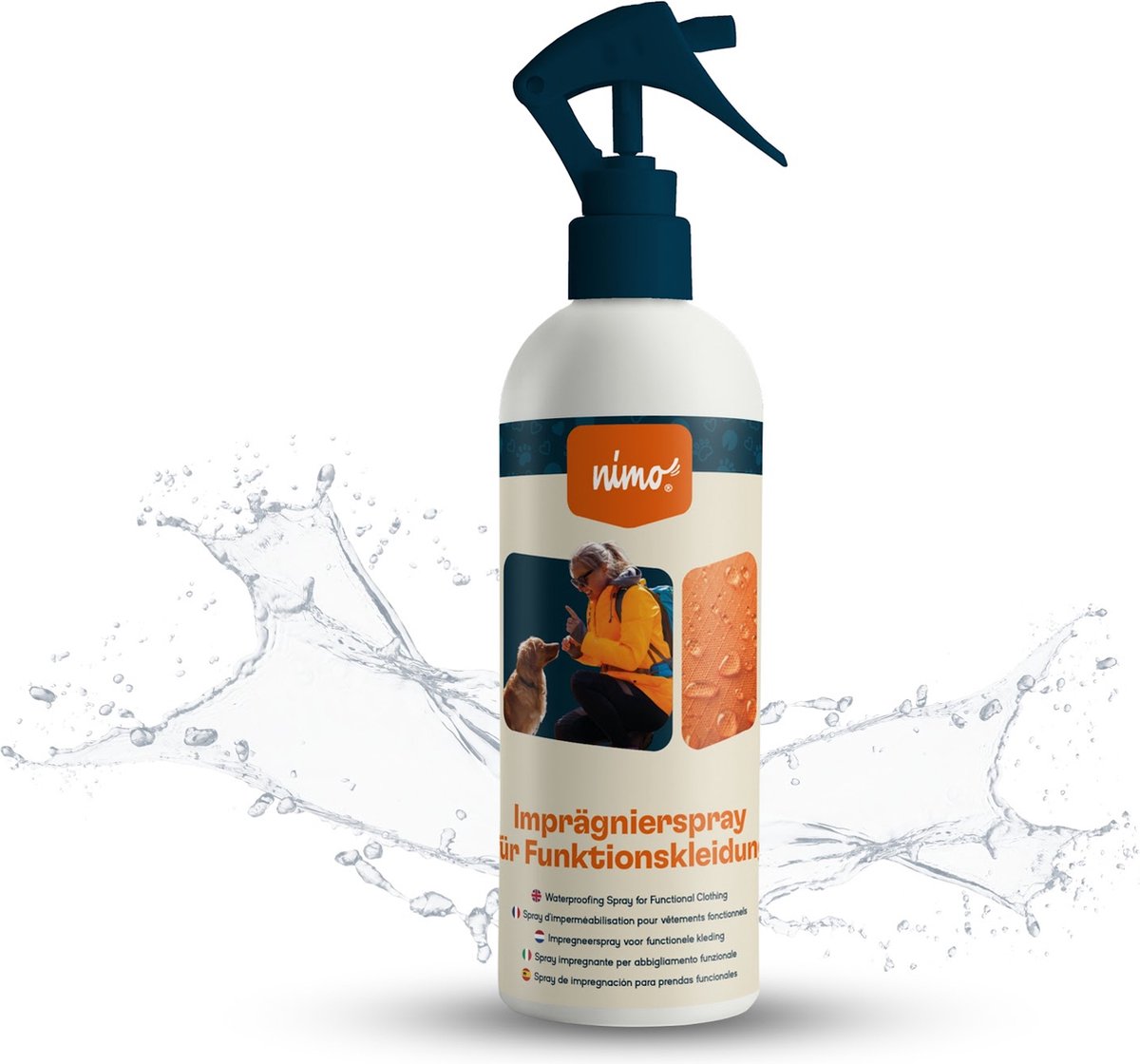 nimo® impregneerspray voor functionele kleding • afdichtmiddel ter bescherming tegen vocht & vuil