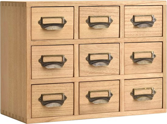 KIRIGEN Bureaulade Kast Storage Organizer 6 Lade Mini Box met Labelhouder Handgreep voor Home Office Desk Organizer en Opslag Vintage