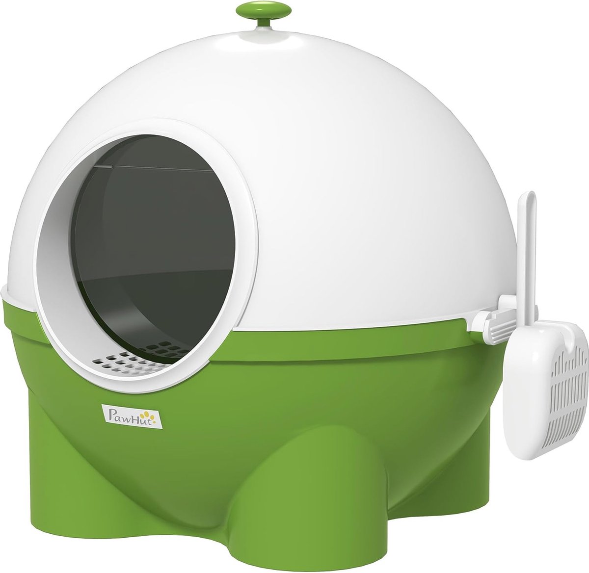 Goedkoopste Kattenbak met Deksel en Schepje - Voor Binnen - Geschikt voor Katten tot 4 kg - Kunststof Groen Wit - 53 x 51 x 48 cm