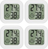 Merdoo 2024 New hygromètre - Station météo - Humidimètre - Thermomètre intérieur - Incl. Batterie & Bande Adhésive - Set - 4 Pièces Wit