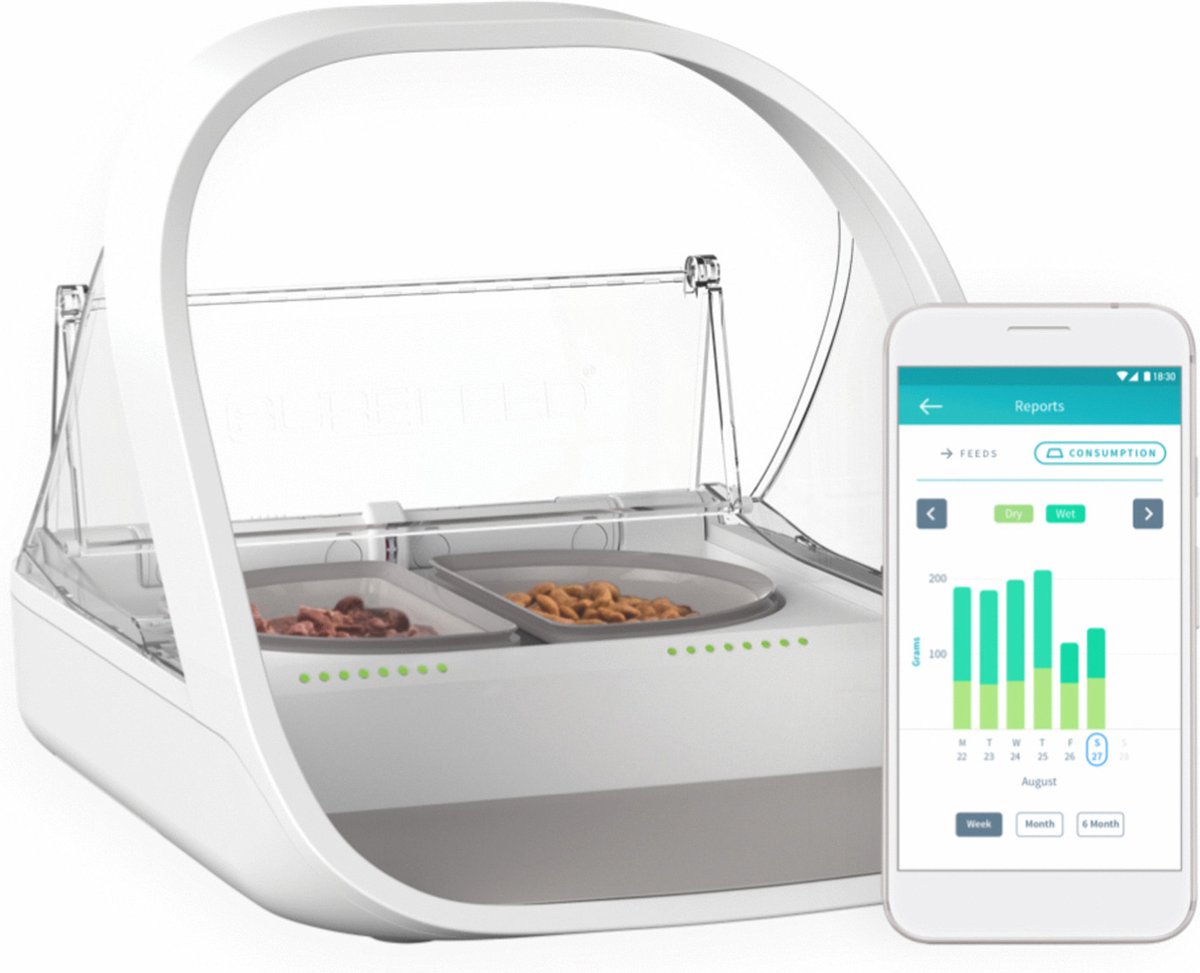 Bol.com SureFeed Microchip Voerbak Connect - Kattenvoerbak - Met app voor controle - 21,5 x 22,7 x 31 cm - Wit aanbieding