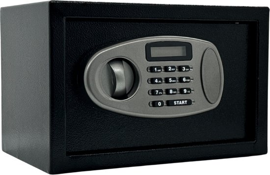 Elektronische Kluis Brandwerend met Cijferslot - incl. NL handleiding - Muurbevestiging - 31x20x20 cm - 5KG - 12L - Staal - Zwart