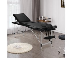 Seastone - Mobiele Aluminium Massagetafel - 3 Zones - behandeltafel - 8 niveau verstelbaar - behandelbank – incl. opbergtas – Opvouwbaar