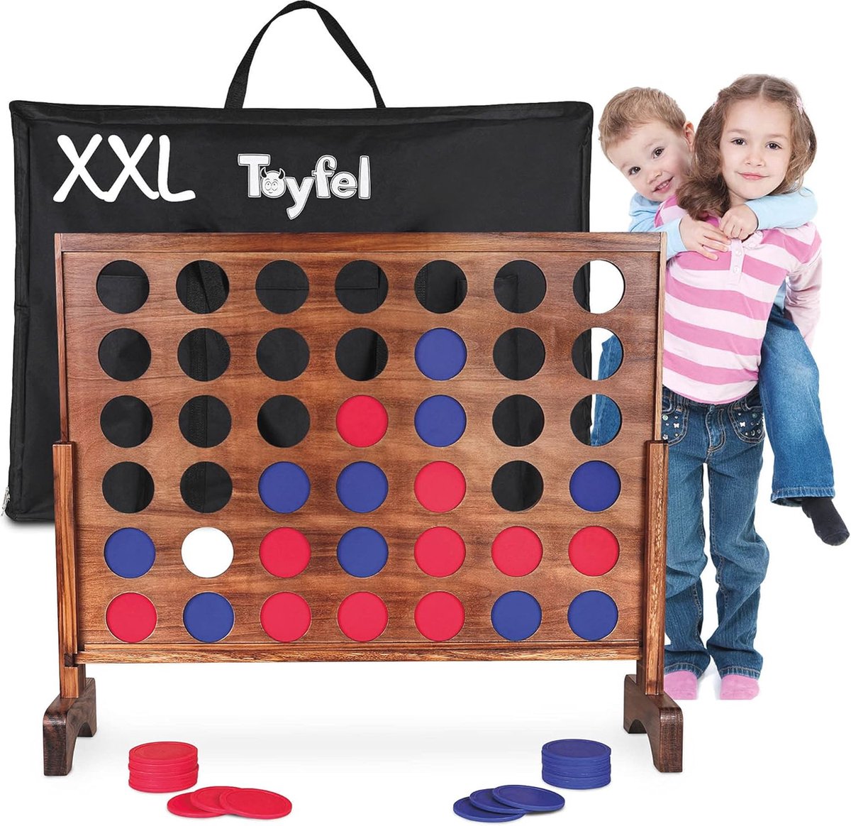 Groot Vier op een Rij Spel - Houten XXL Spellen voor Binnen en Buiten