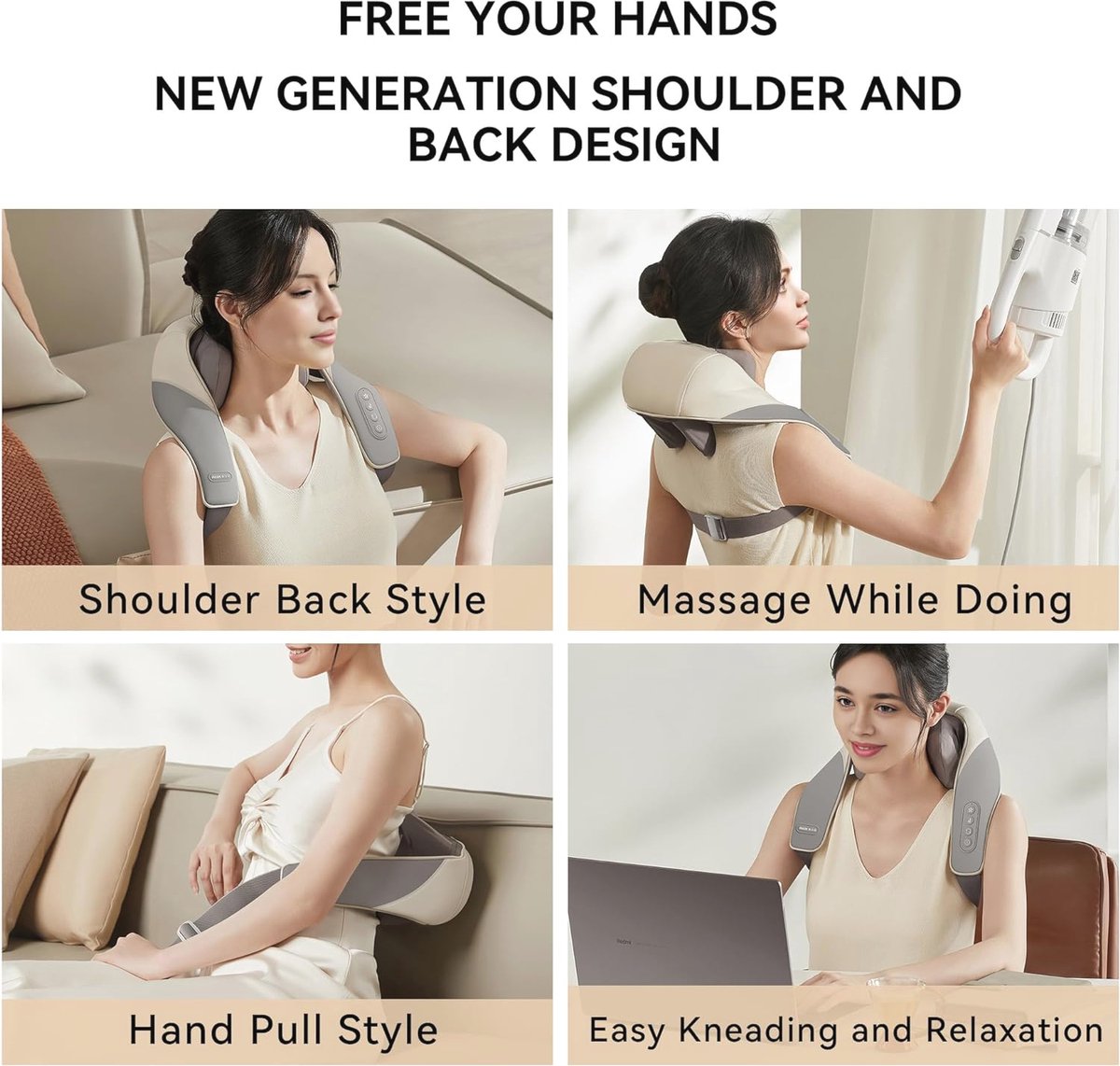 Mini Shiatsu Nekmassageapparaat met Warmte - Elektrische Massager voor Nek, Rug en Schouders - Diepweefsel Pijnverlichting — cadeau in Verzorging - foto 3