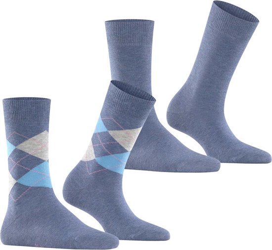 Burlington Everyday 2-Pack gedessineerd katoen multipack sokken dames blauw - maat 36-41