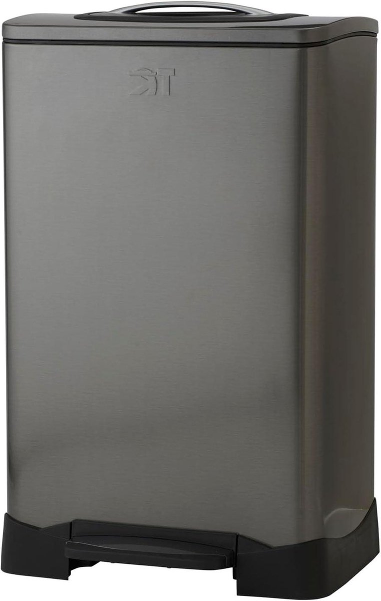 Goedkoopste Content in HTML - TK10XL-1 Trash Krusher 50L 50 Liter Zwart Roestvrijstaal pedaalemmer 50 liter