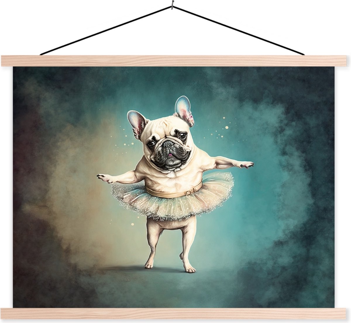 Textielposter - Hond - Rok - Ballet - Verf - Portret - Muurdoek - Muurdecoratie - 120x90 cm - Schoolplaat