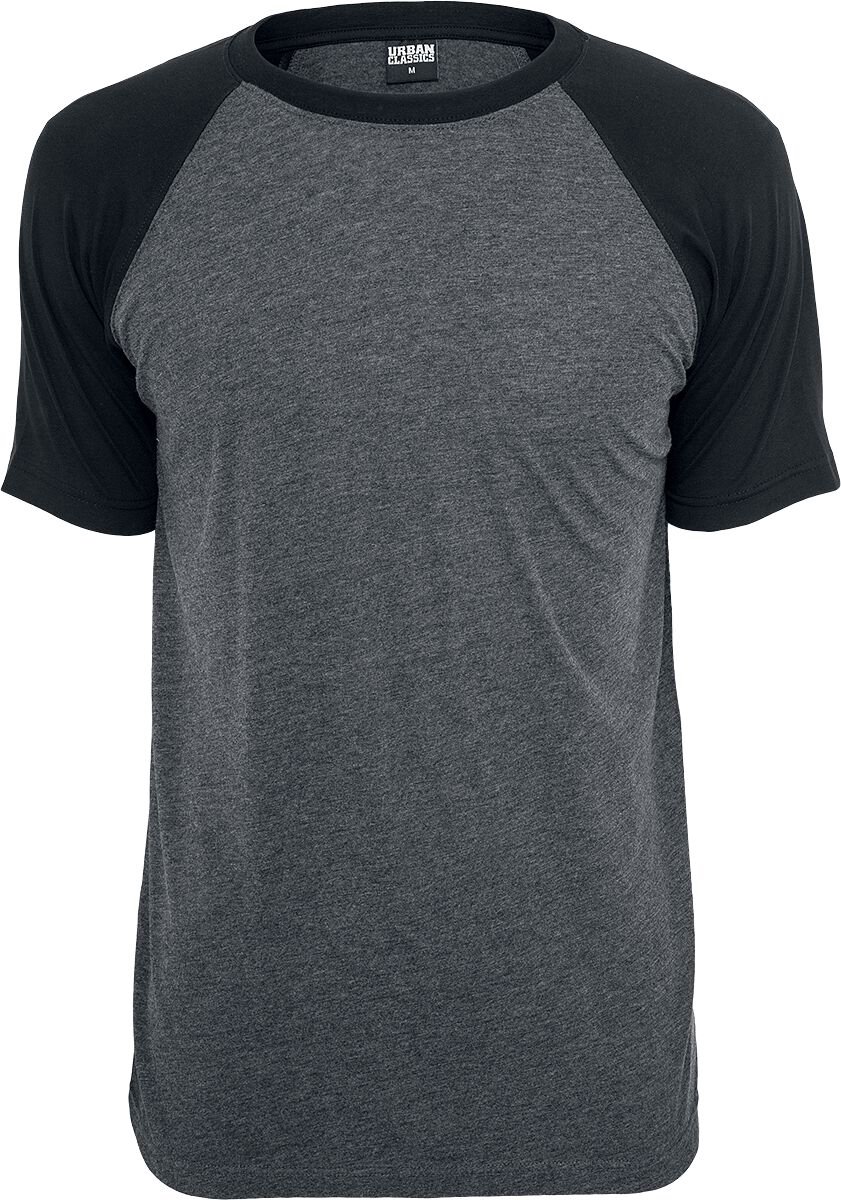 Urban Classics Raglan Contrast Tee Heren T-shirt houtskool/ XL Zwart