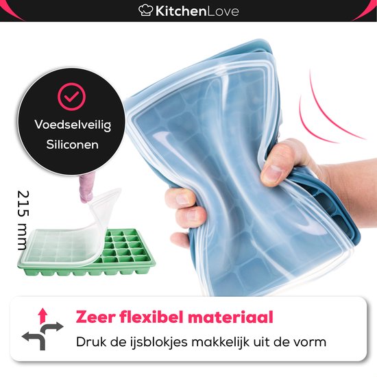 Siliconen Ijsblokjesvorm, Ijsblokjesbakje Siliconen Met Deksel Ijsblokjesbakje Ijsemmer Ijsblokjesmaker Beker