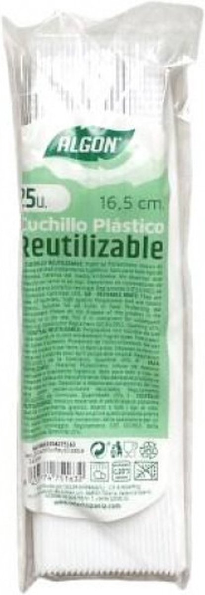 Messen Set Algon Wit Herbruikbaar 16,5 cm 25 Stuks