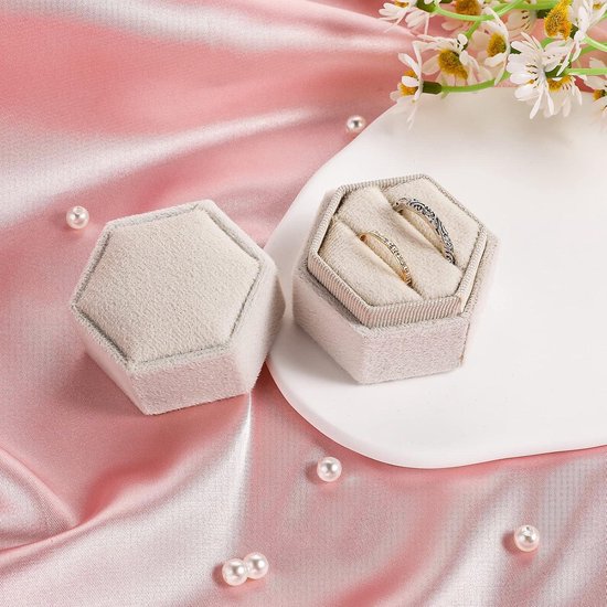 AIEX Fluwelen ringdoos voor sieradencadeau, dubbele