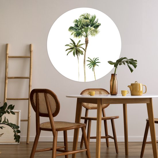 WallCircle - Stickers muraux - Cercle de papier peint - Jungle - Arbre - Vert - 100x100 cm - Cercle mural - Autocollant - Papier peint autocollant rond XXL