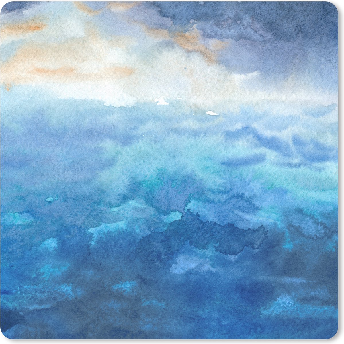 Muismat 30x30 cm - Mousepad Zee - Waterverf - Kleuren - Muismatten