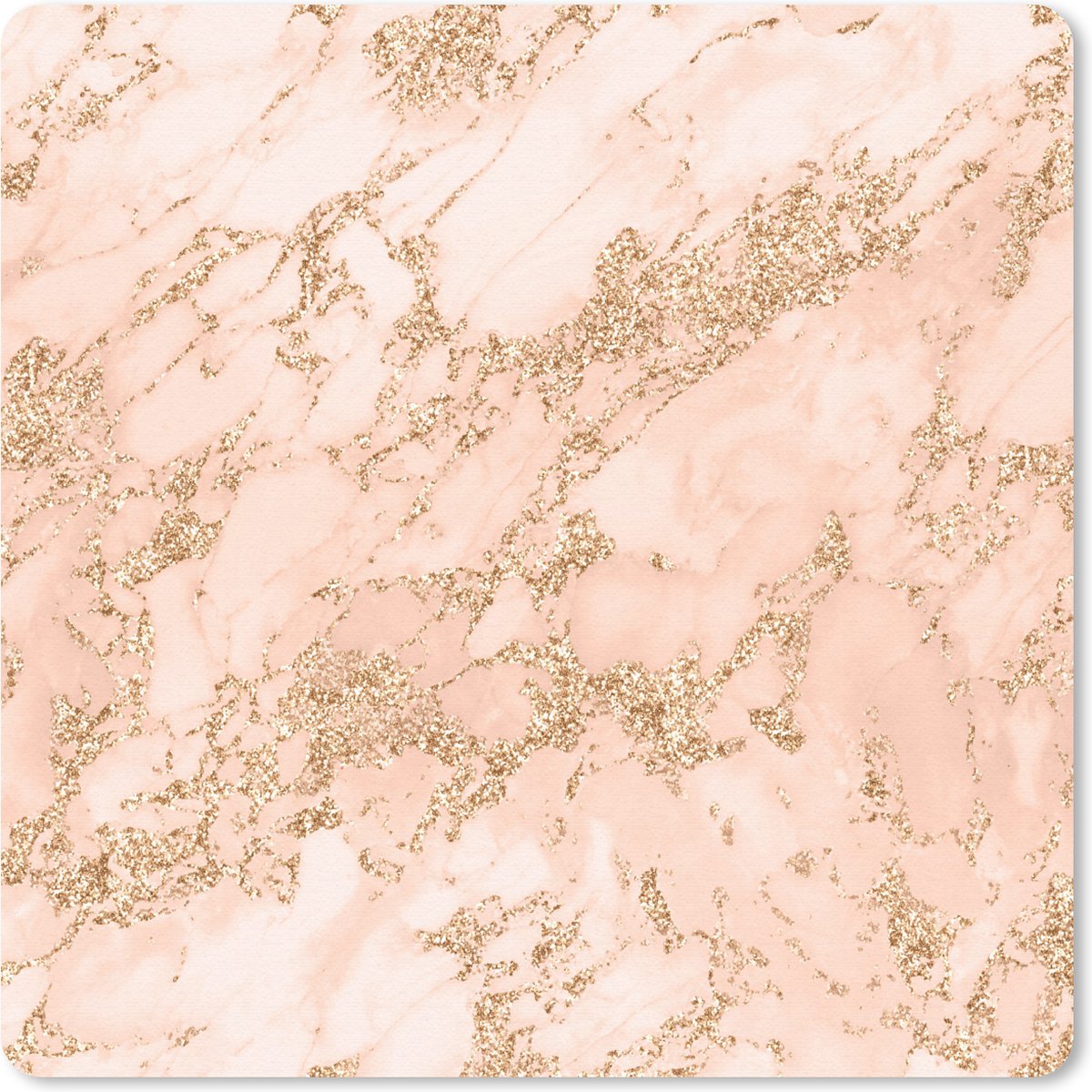 Muismat 20x20 cm - Mousepad Marmer - Roze - Goud - Muismatten