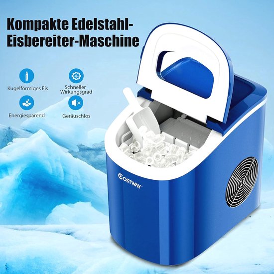 EUHOY ijsblokjesachine, 9 blokjes in 6 in, copacte ijsblokjesachine, 2 aten, roestvrijstalen ijsblokjesachine voor op het aanrecht, 12 kg/dag ijsblokjesapparaat, zwart, voor thuis/keuken/kantoor/capingbus | IJsblokjesachines | Joybuy
