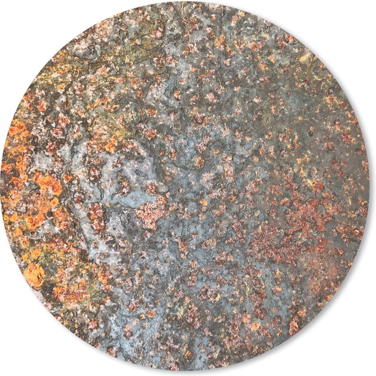Muismat rond 40x40 cm - Mousepad Roest - Metaal - Vintage - Grijs - Abstract - Ronde muismatten