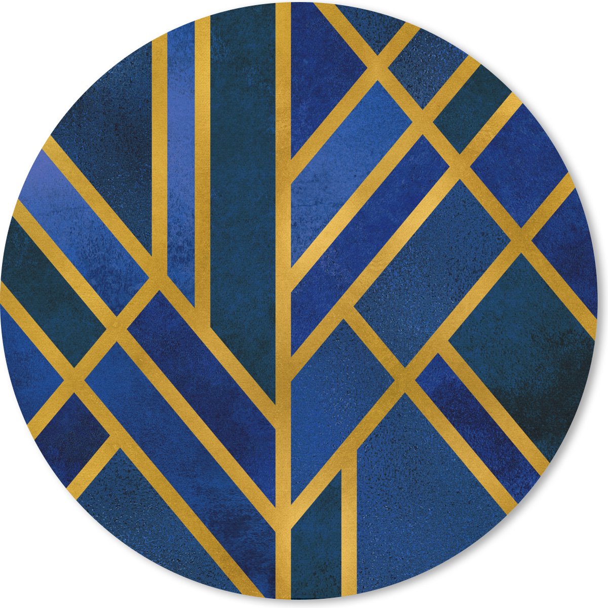 Muismat rond 30x30 cm - Mousepad Goud - Blauw - Design - Luxe - Ronde muismatten