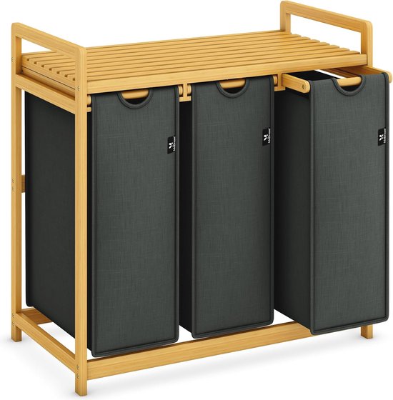 WOWLIVE Grote Rollende Wasmand Wielen 90L Inklapbare Hoge Handvat Opvouwbare Vuile Kleding Wasopslag Organizer Rechthoekige Manden Voor Wasruimte Slaapzaal Grijs 3 3212522831