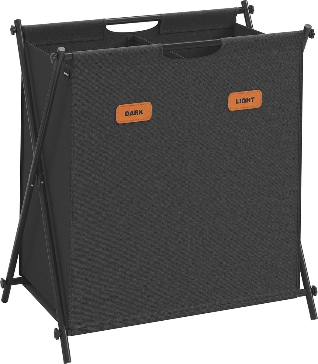 Goedkoopste Wasmand 115 liter met 2 compartimenten en labels - Opvouwbaar en lichtgewicht voor wasruimte, slaapkamer, badkamer