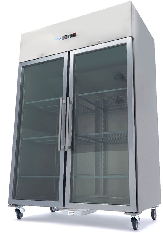 Maxima Vrieskast 1200 L 6 Verstelbare Roosters (2/1 GN) Rvs met Glazen Deur