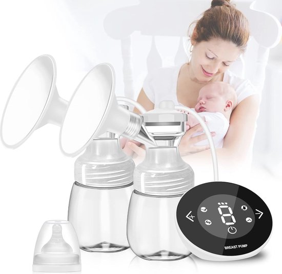 Nuliie Draagbare elektrische borstkolf met opbergtas, LED-display, 4 modi en 12 zuigniveaus, draagbare handsfree borstkolf met 14/17/20/24/27mm flens (2 stuks, roze