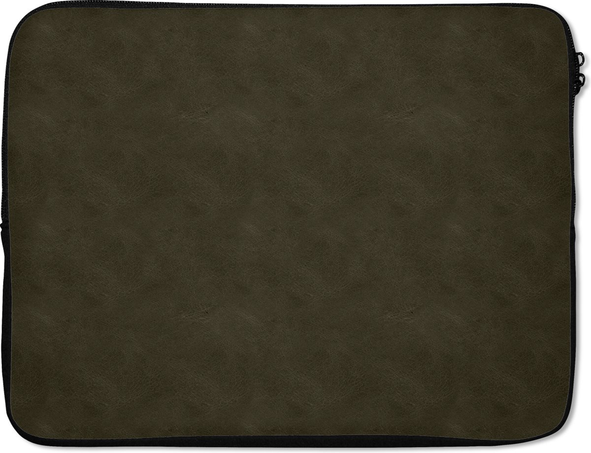 Laptophoes 17 inch - Inductie beschermer - Leer - Groen - Dieren - Laptop sleeve - Binnenmaat 41x28 cm - Zwarte achterkant