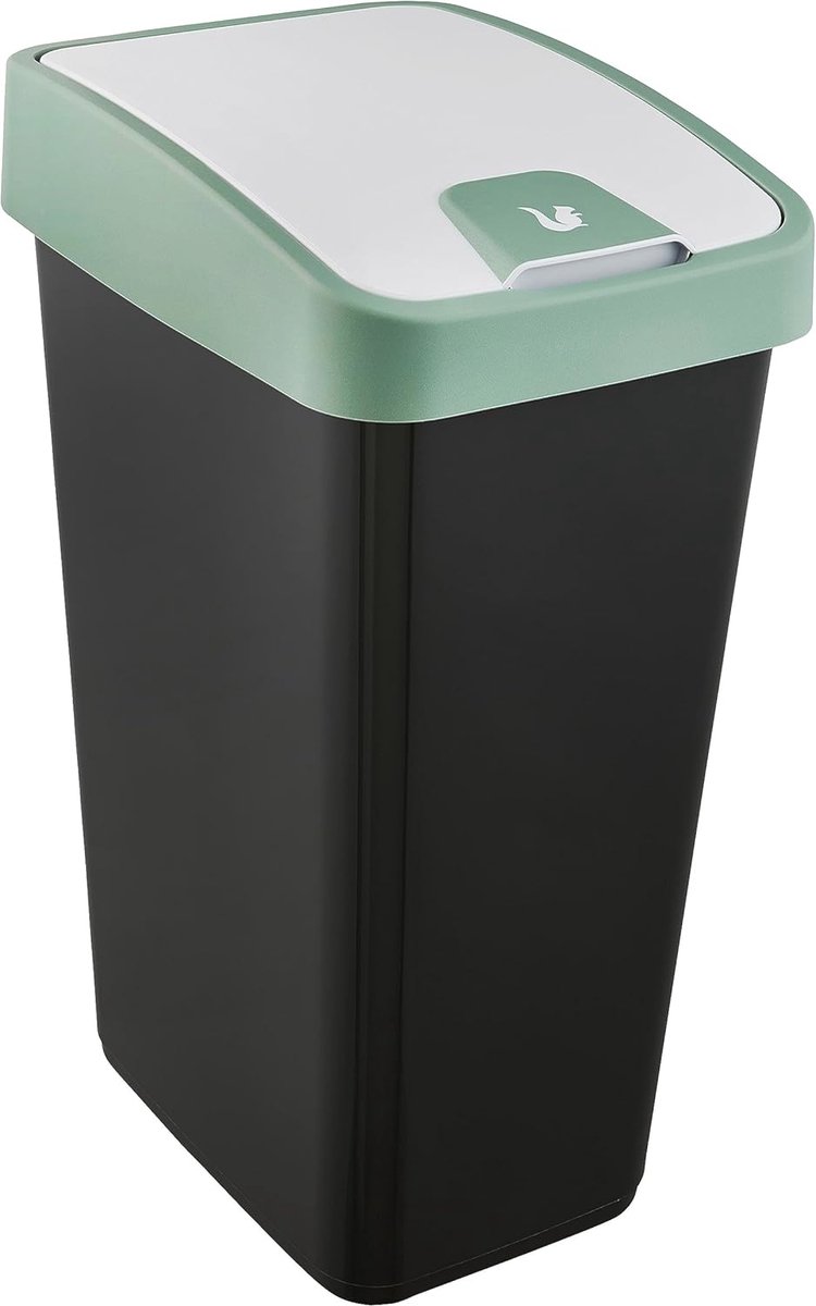 Goedkoopste Premium afvalbak met flip-deksel en soft-touch greep - 45 liter - Nordic Green