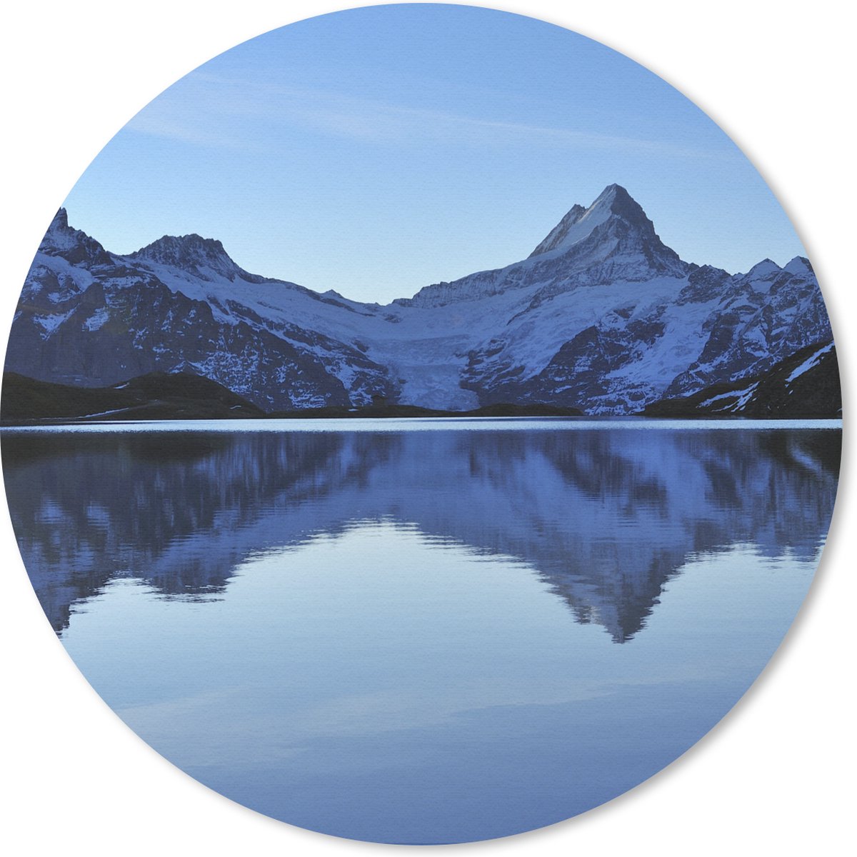 Muismat rond 20x20 cm - Mousepad Alpen - Berg - Water - Sneeuw - Ronde muismatten