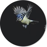 Muismat - Mousepad - Rond - Vogels - Veren - Zwart - 30x30 cm - Ronde muismat
